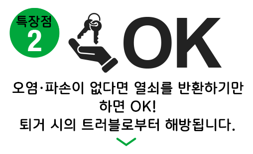 特長3汚損・破損が無ければ鍵を返すだけでOK!