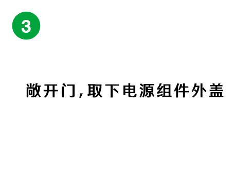 ドアを開放し、電源ユニットカバーを外す