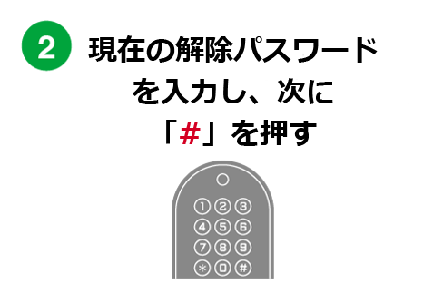 現在の解除パスワードを入力し、次に「#」を押す
